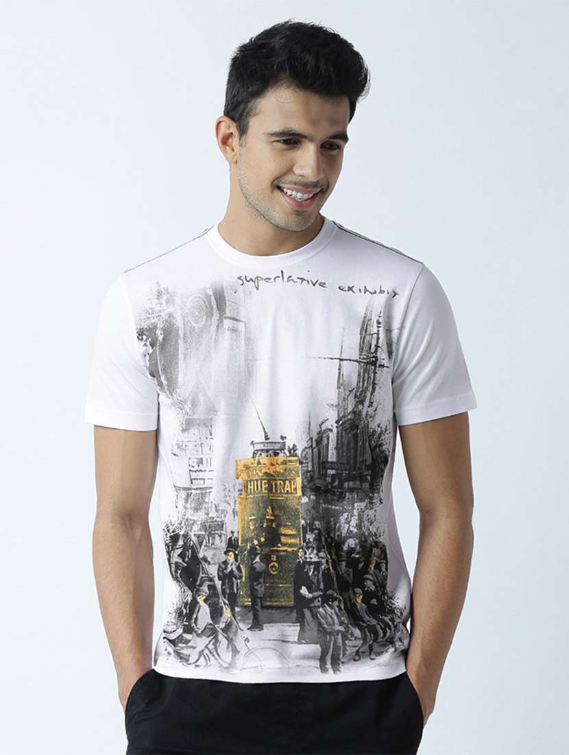 men crew neck front print regular t-shirt