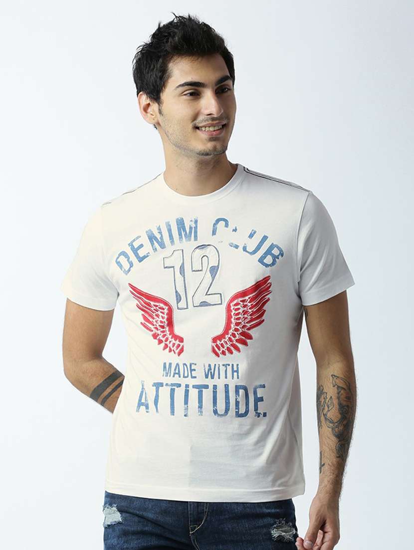 men crew neck front print t-shirt