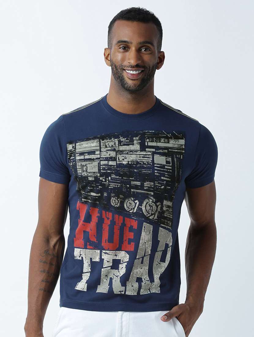 men crew neck front print t-shirt