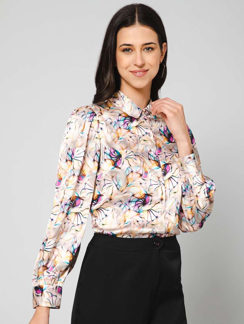 women printed regular shirt