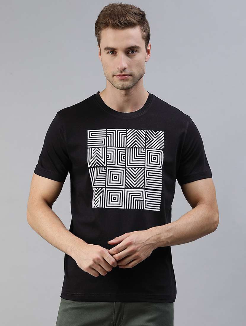 men round neck front print t-shirt