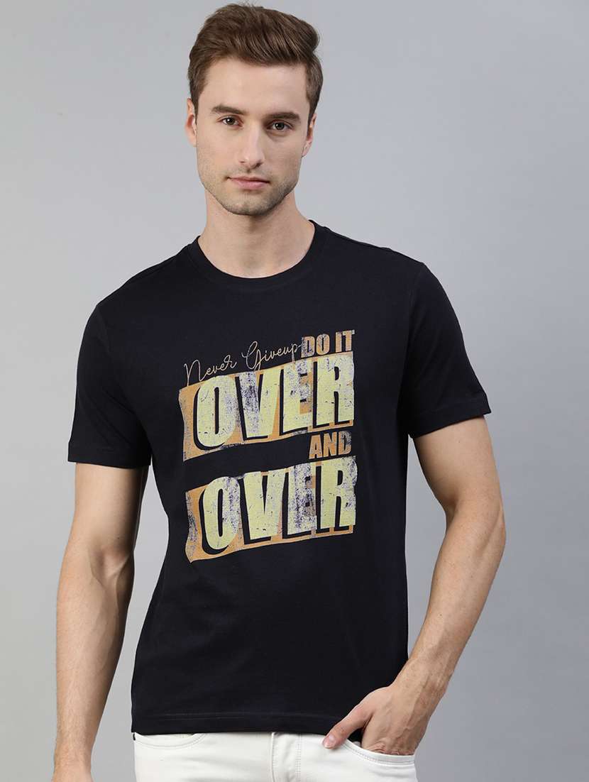 men front print short sleeve t-shirt