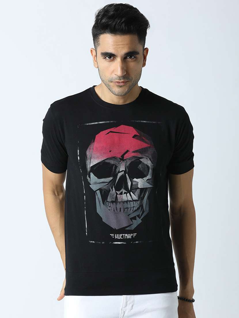 men round neck front print t-shirt