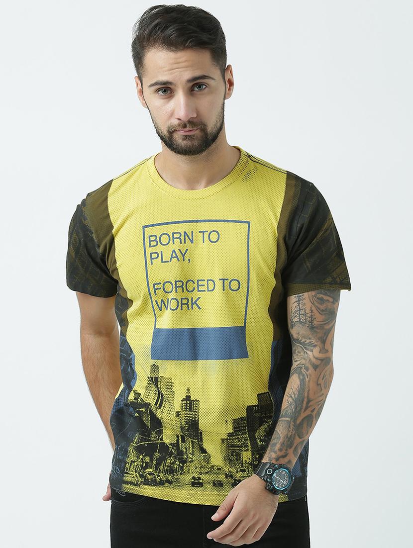 men front print short sleeve t-shirt