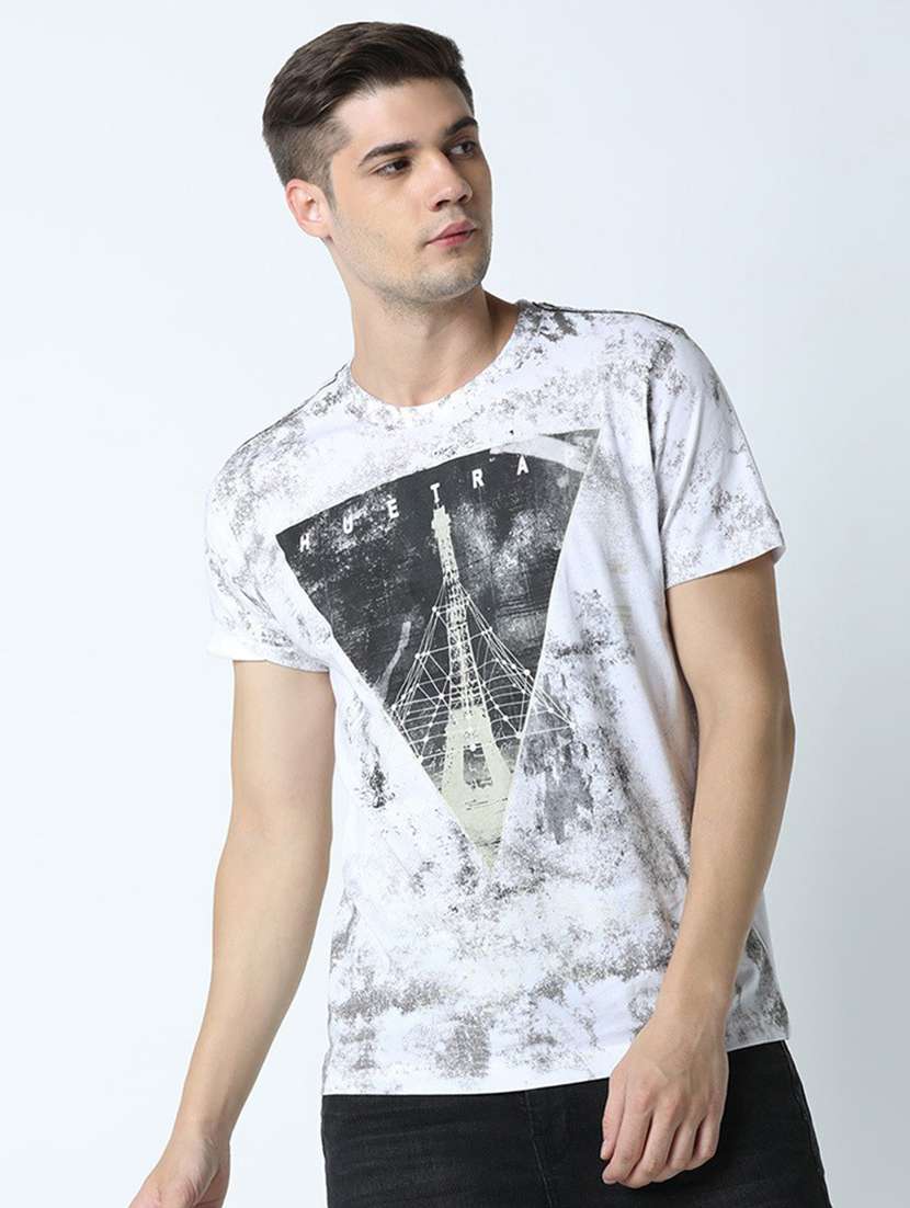 men crew neck front print t-shirt
