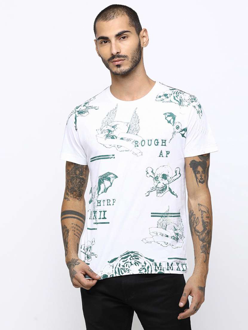 men crew neck front print t-shirt
