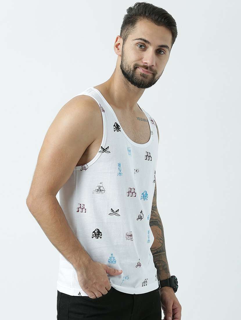 men scoop neck front print vest - 19582008 - Standard Image - 2