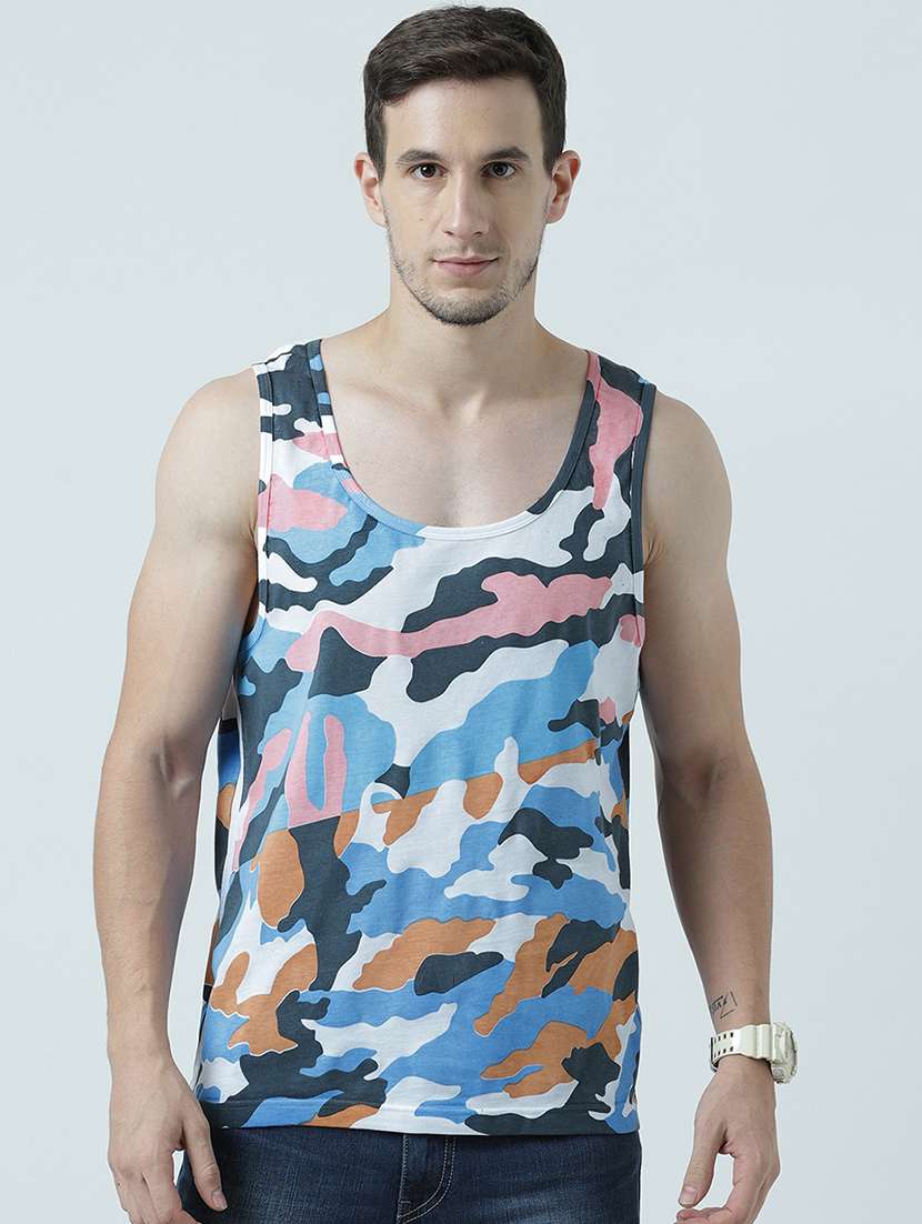 men printed sleeveless vest