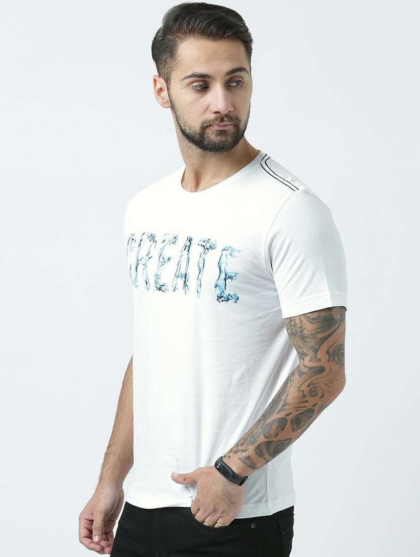 men round neck chest print t-shirt - 19582053 -  Standard Image - 2
