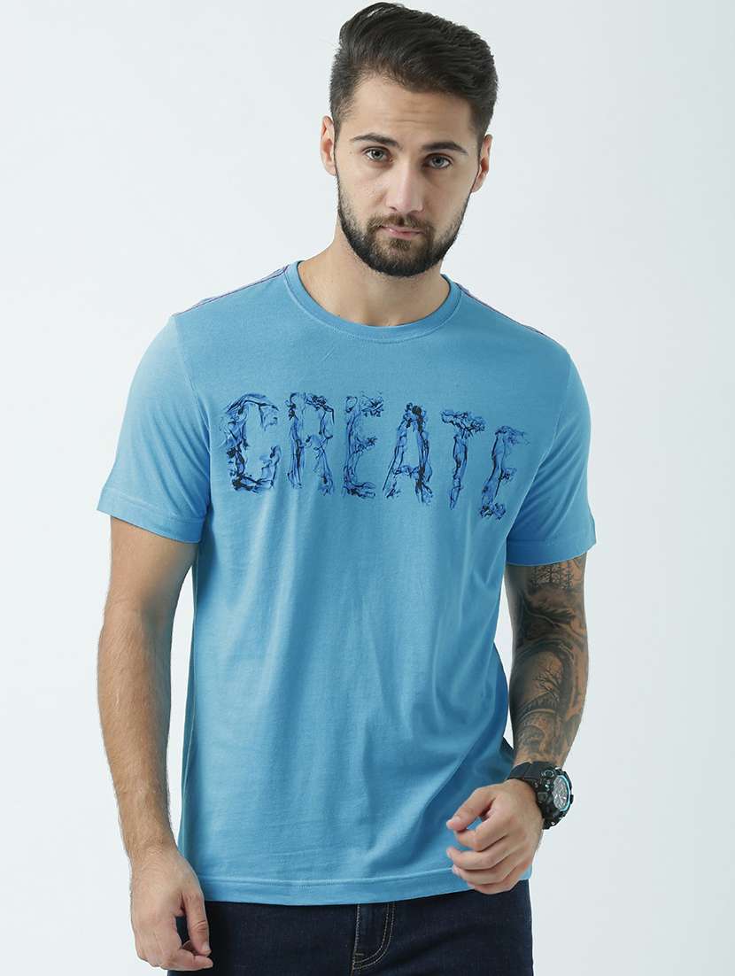 men round neck front print t-shirt