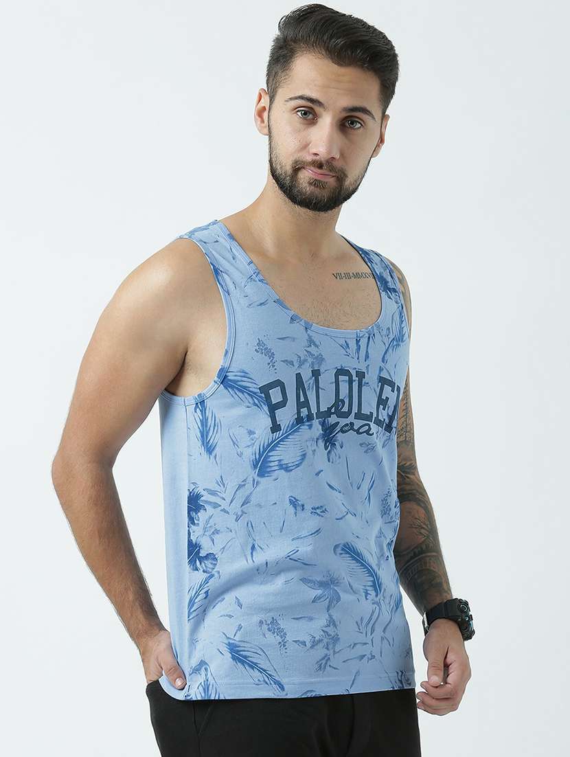 men light blue regular fit printed vest - 19582098 -  Standard Image - 2