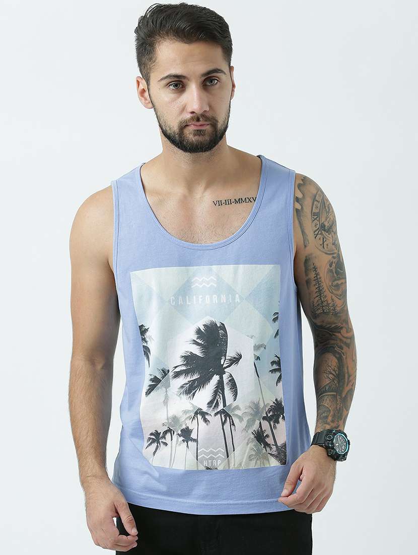 men printed sleeveless vest