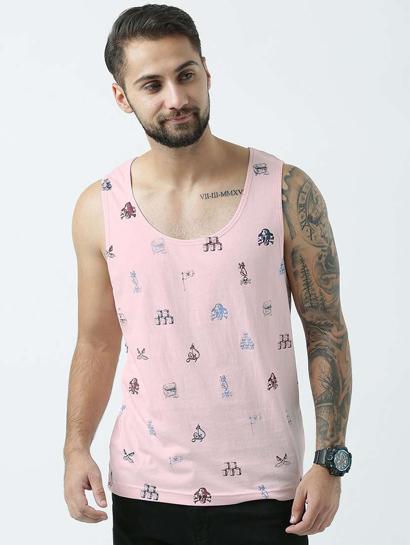 men printed sleeveless vest