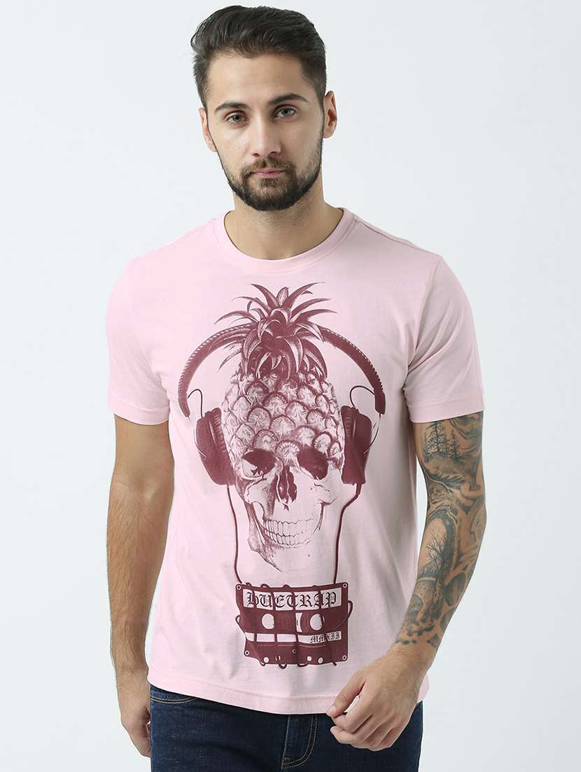 men round neck front print t-shirt