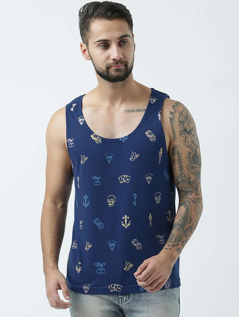 men printed sleeveless vest