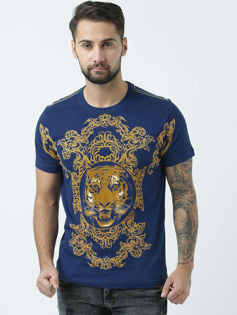 men round neck front print t-shirt