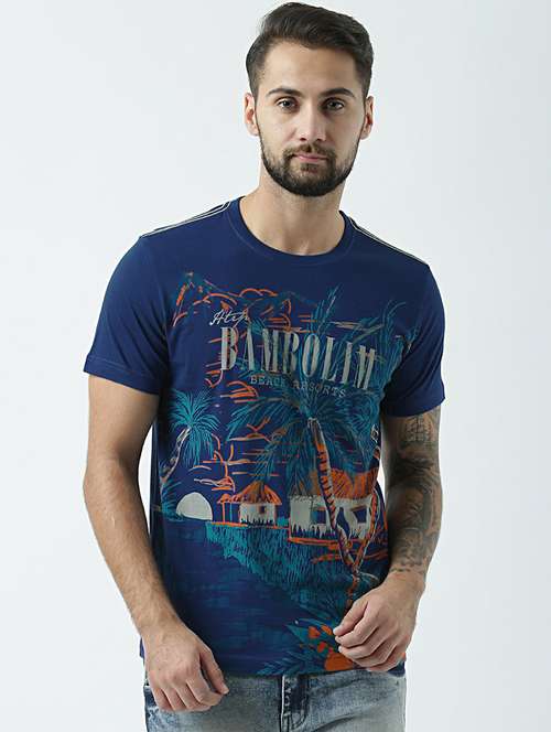 men scoop neck front print t-shirt - 19582176 -  Standard Image - 0