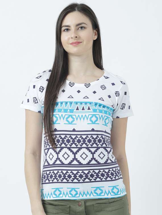 women's front print round neck t-shirt