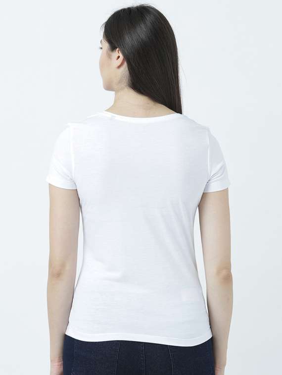 white printed round neck t-shirt - 19582756 -  Standard Image - 2