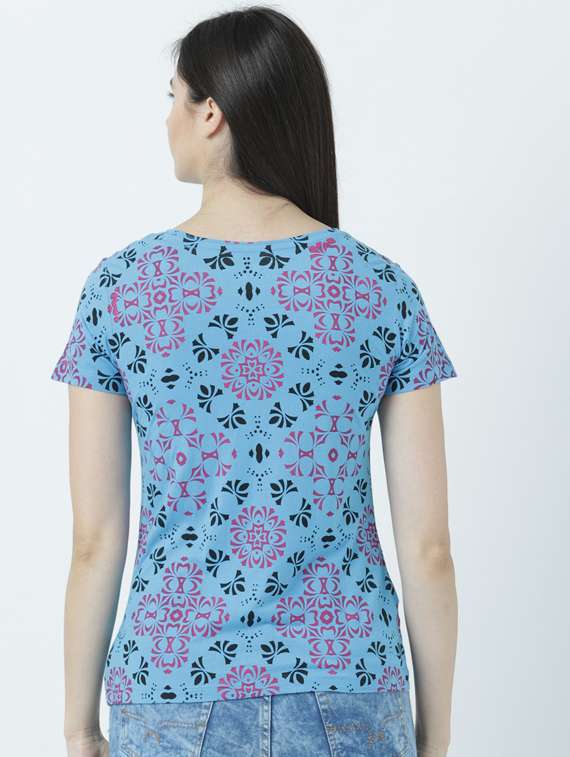 blue printed round neck t-shirt - 19582758 -  Standard Image - 2