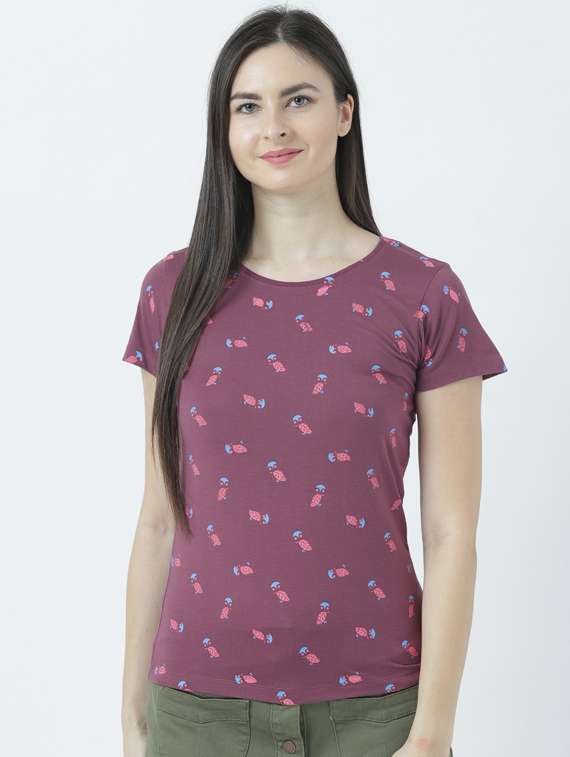 women's all over print round neck t-shirt