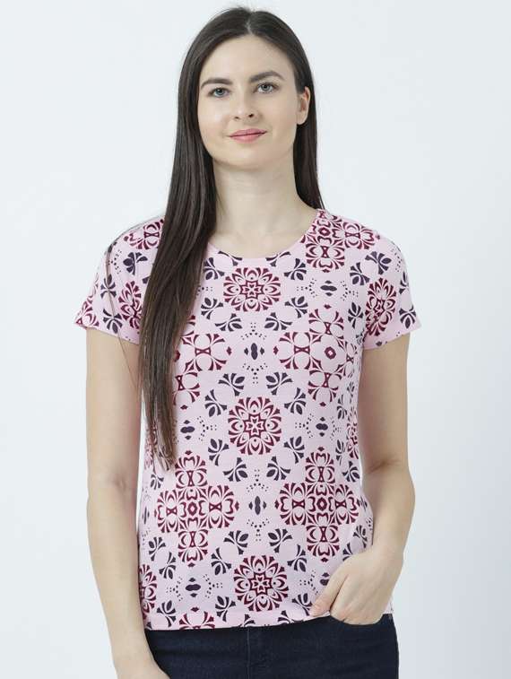 women's all over print round neck t-shirt