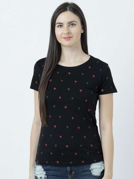 women's all over print round neck t-shirt