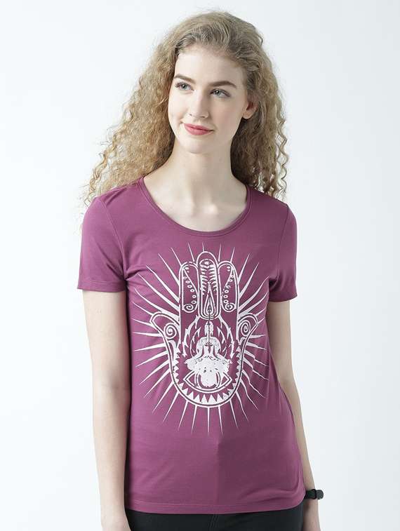 women's front print round neck t-shirt