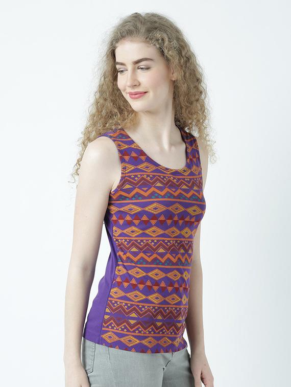 purple printed round neck t-shirt - 19582837 - Standard Image - 2