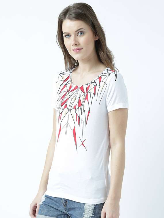 women's front print round neck t-shirt - 19582882 -  Standard Image - 2