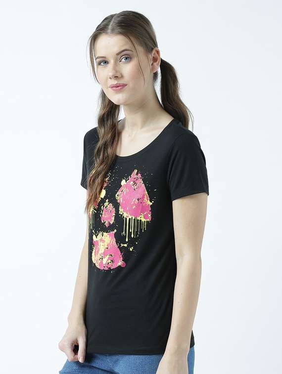 women's chest print round neck t-shirt - 19582909 -  Standard Image - 2