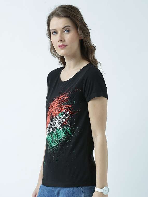 black printed round neck t-shirt - 19582912 -  Standard Image - 2