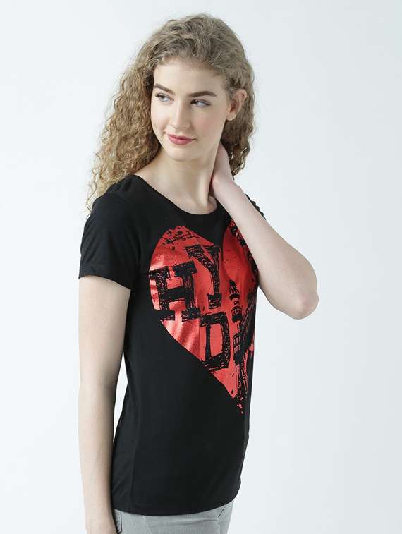 women's front print round neck t-shirt - 19582913 -  Standard Image - 2