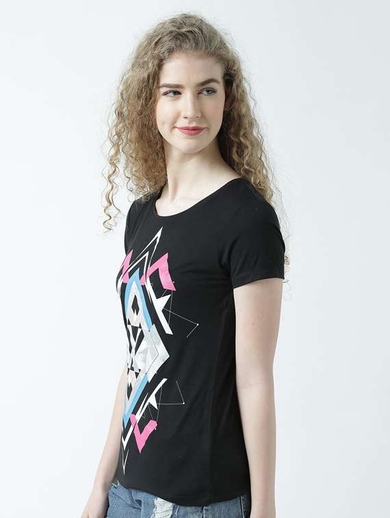 women's front print round neck t-shirt - 19582915 -  Standard Image - 2