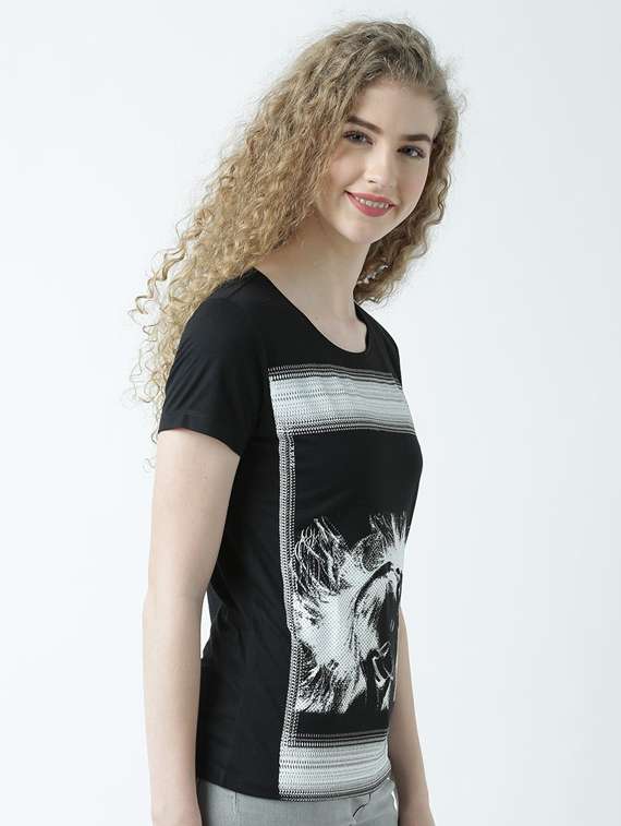 women's front print round neck t-shirt - 19582918 -  Standard Image - 2