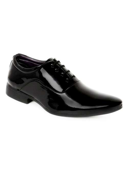 black patent leather laceup oxfords