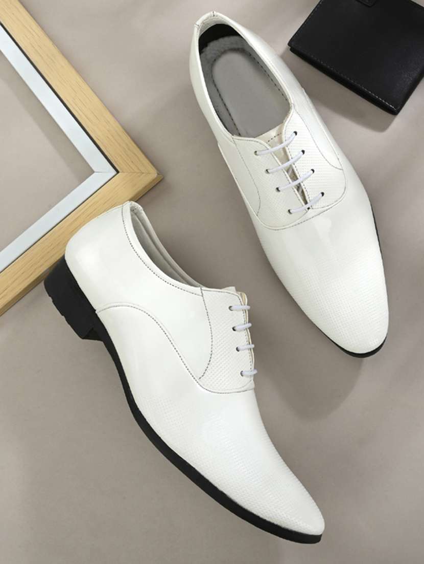 White Patent Leather Laceup Oxfords