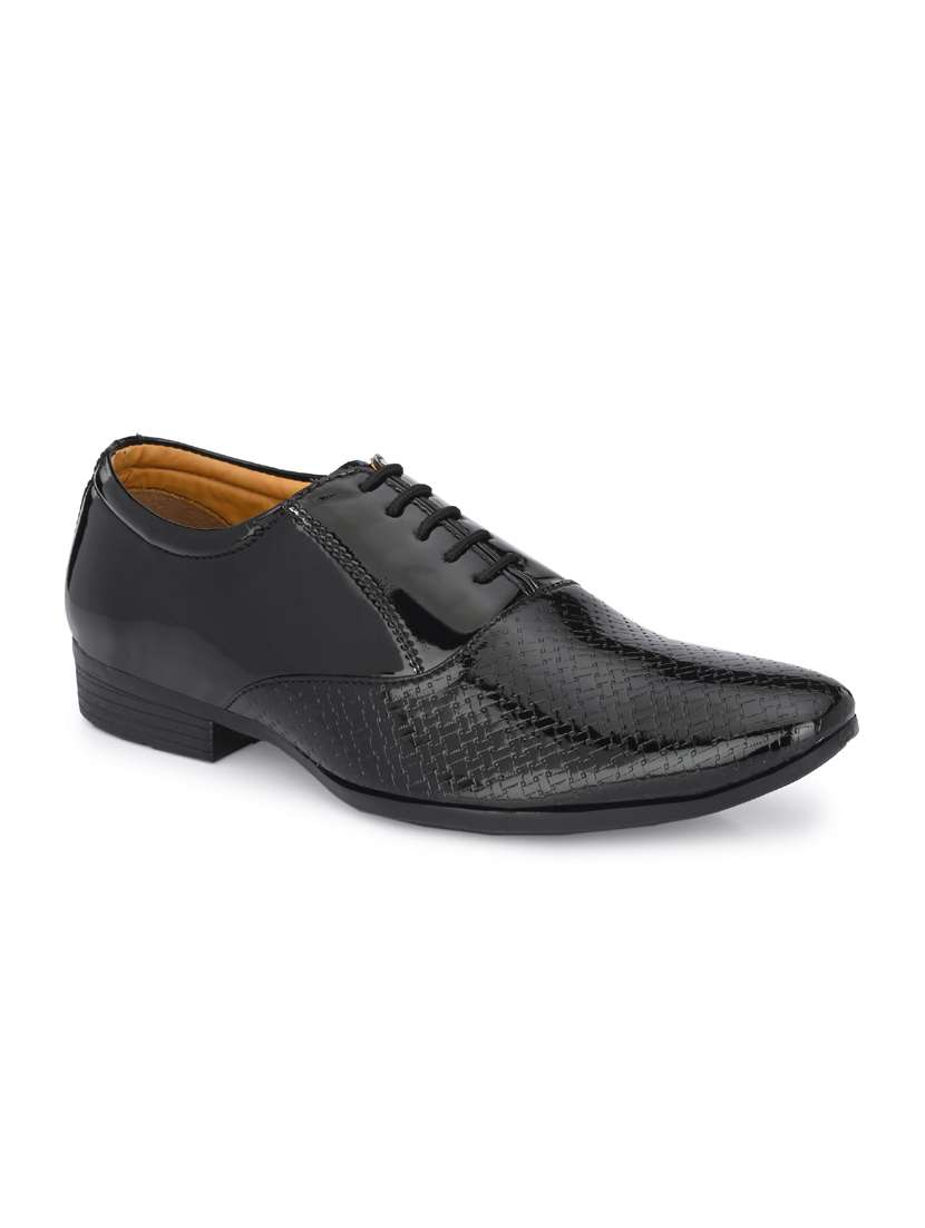 black patent leather laceup oxfords