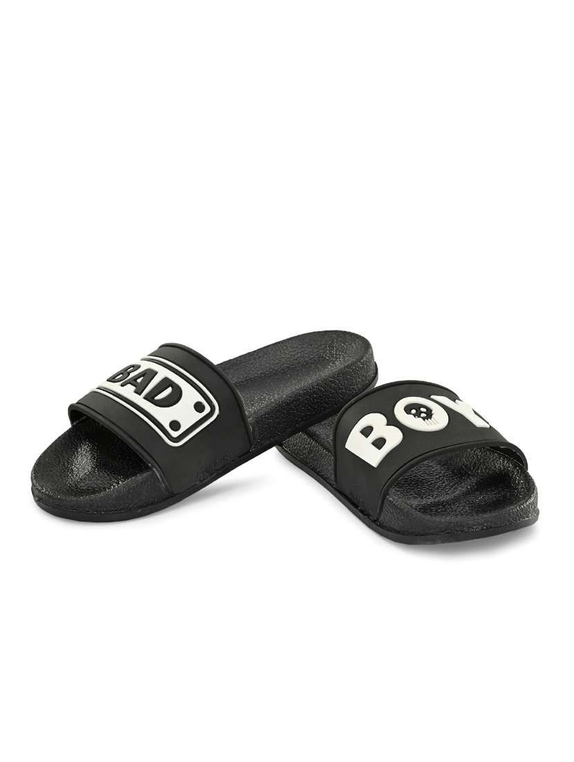 black pvc slip on flip flops - 19585546 -  Standard Image - 2