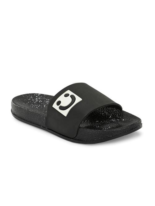 black pvc slip on flip flops - 19585548 -  Standard Image - 0