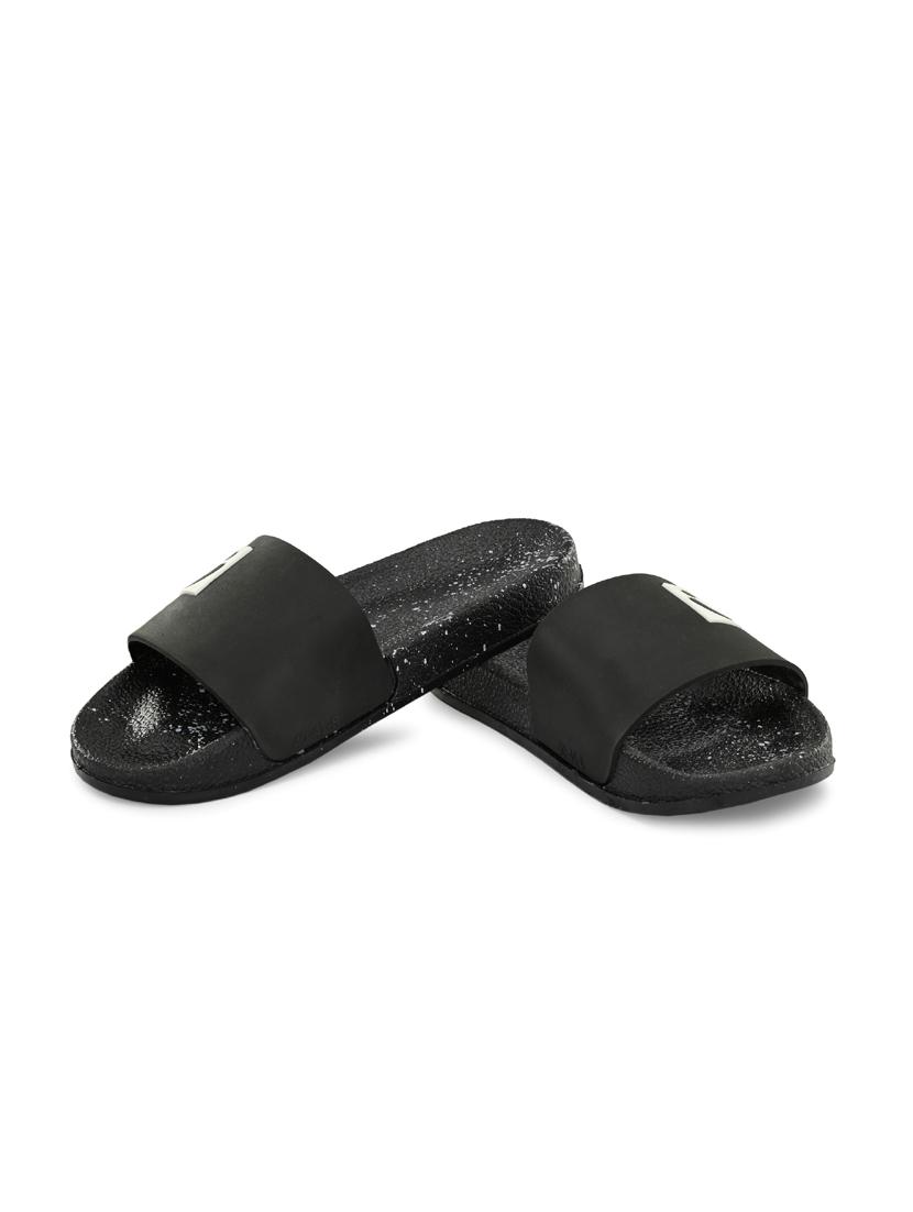 black pvc slip on flip flops - 19585548 - Standard Image - 2