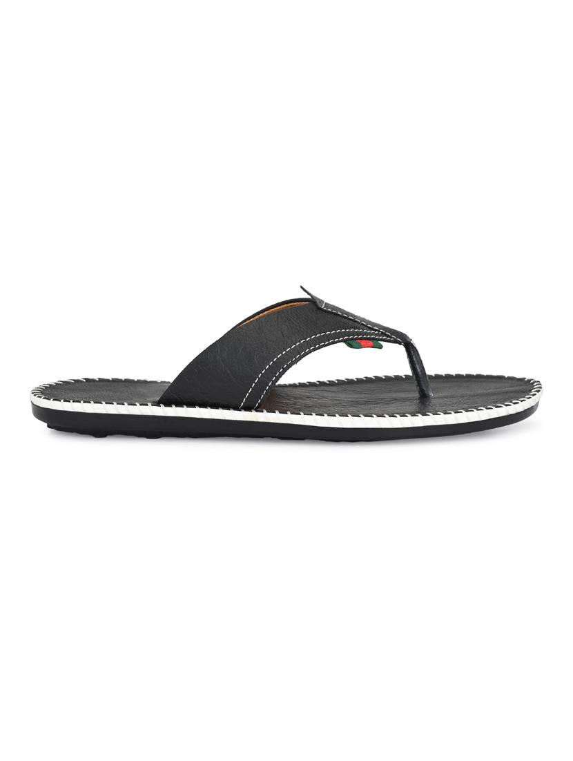black leatherette slip on slippers - 19585588 - Standard Image - 2