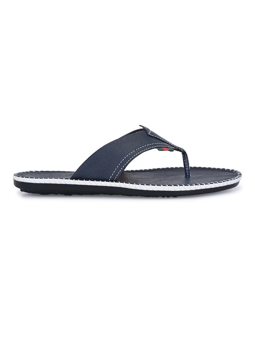 navy leatherette slip on slippers - 19585592 - Standard Image - 2