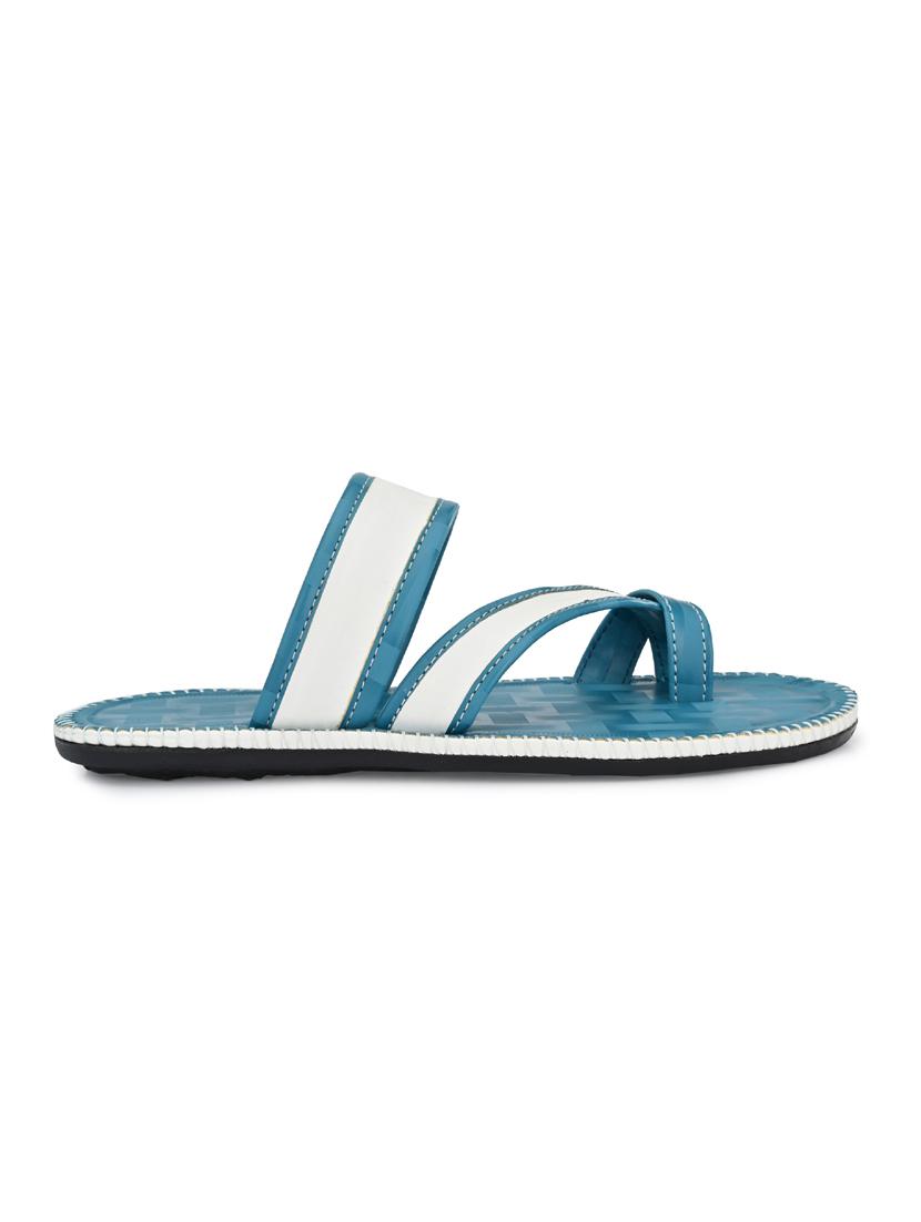 light blue leatherette slip on slippers - 19585595 - Standard Image - 2