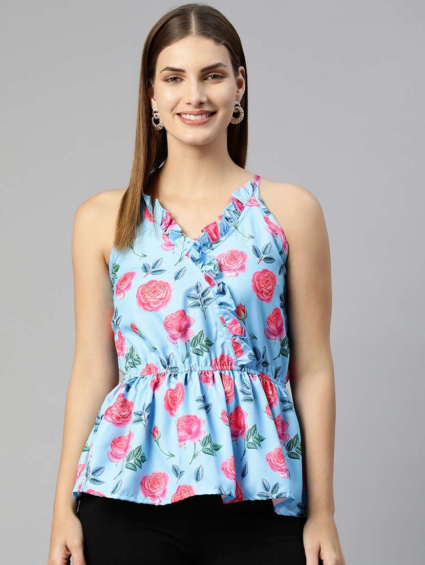 women's peplum v neck top - 19586769 - Zoom Image - 0