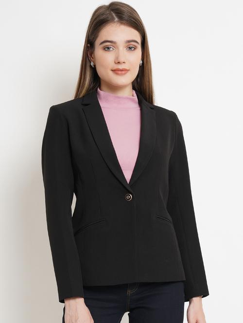 black polyester casual blazer - 19586789 -  Standard Image - 0