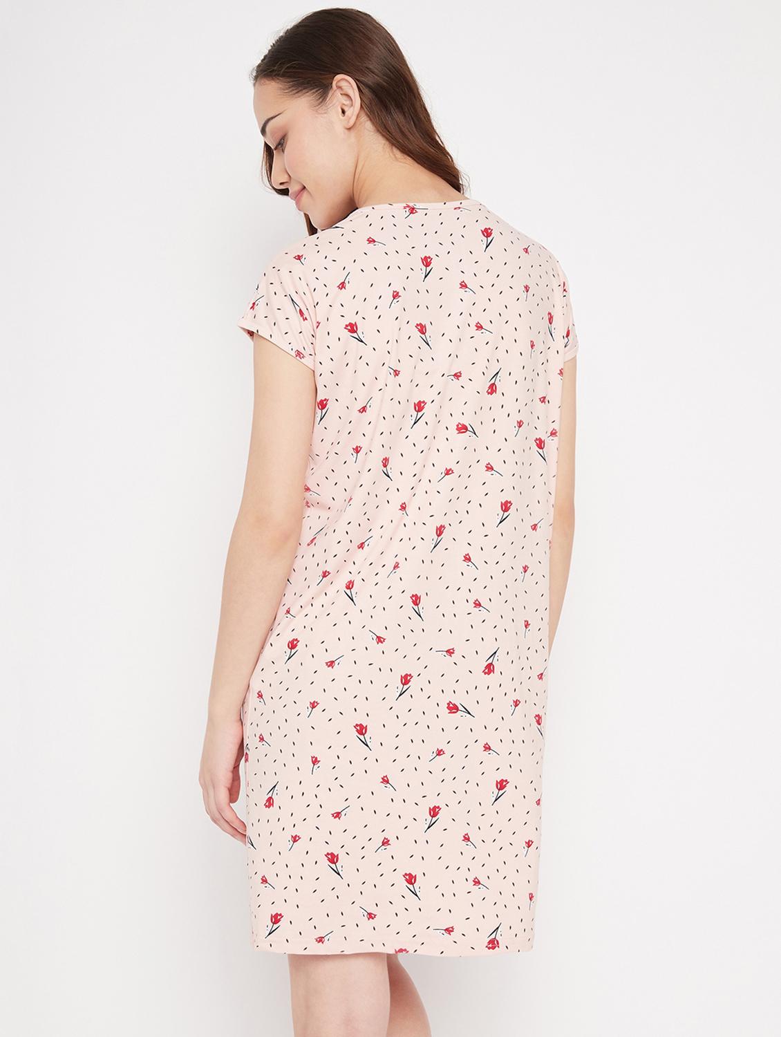 round neck floralprint sleepshirts & nighty - 19586797 - Standard Image - 2
