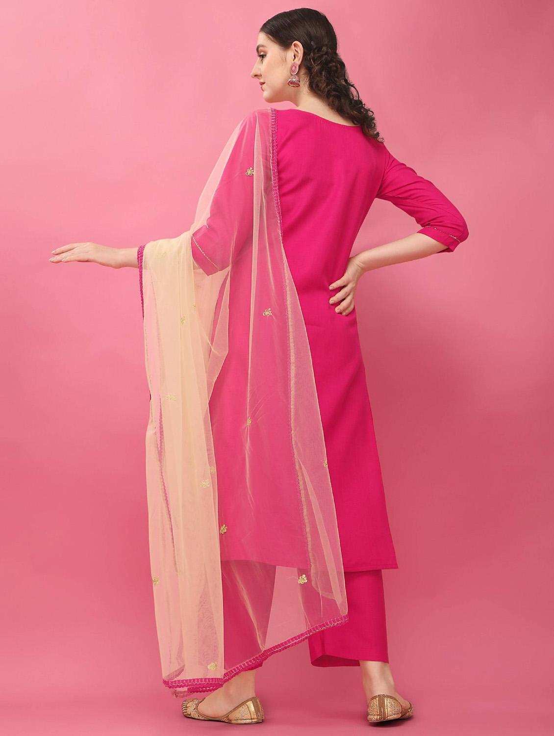 pink colored kurta dupatta set - 19586813 - Standard Image - 2