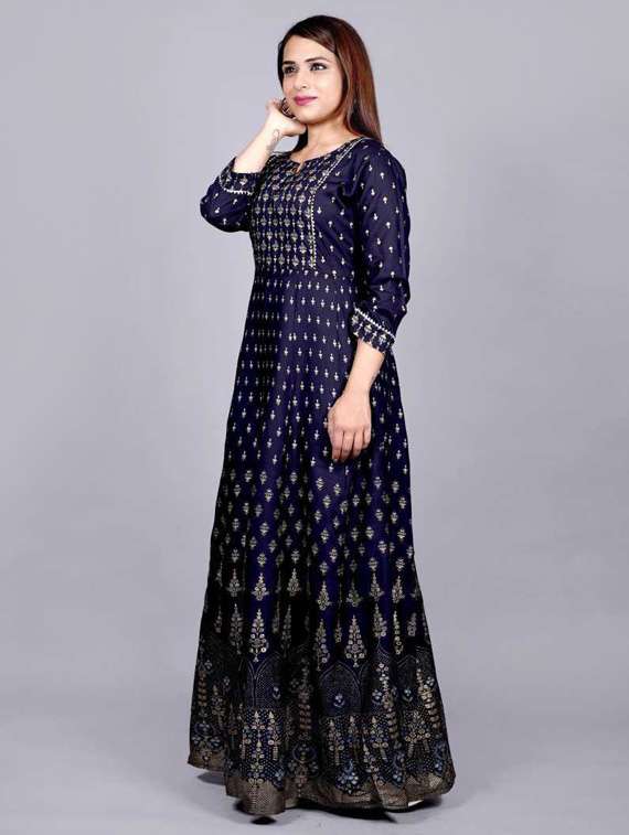 notch neck flared kurta - 19586825 -  Standard Image - 2