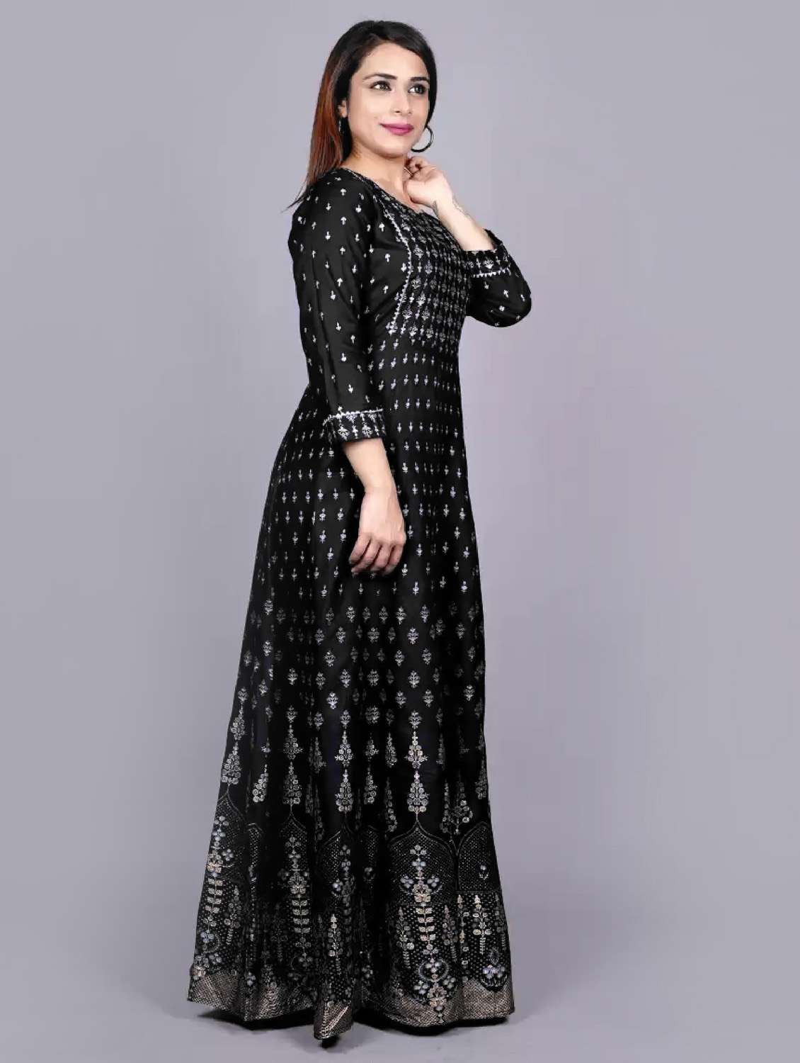 notch neck flared kurta - 19586827 -  Standard Image - 2